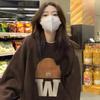 Women's Retro Plush Hoodie - Brown Round Neck Jacket for Autumn/Winter 2023