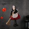 Halloween Atmosphere Decor Witch Broomstick Hanging Ornament, Spooky Fabric Pendant for Party Bar Decorative Items Home, Trick or Treat Festive