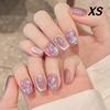 Press-On Nails Shimmery Cat Eye Short Square False Nails Kit with Free Adhesive Glue for Night Club Parties