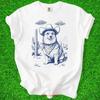 Corgi T Shirt Cowboy Alien Desert Scene Funny Lover Vintage Dog Idea Vintage Fashion Top For Everyday Wear Comfortable