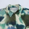 2025 Spring Women's Retro Print Silk Satin Lapel Shirt