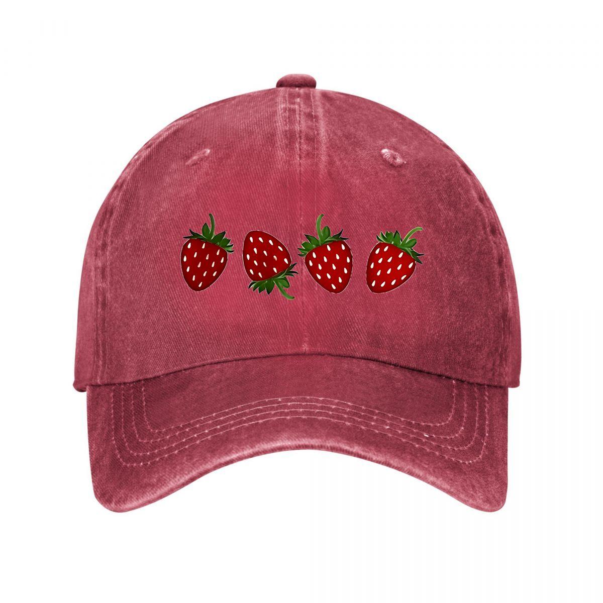 Strawberry Baseball Cap Washed Baseball Cap Adjustable