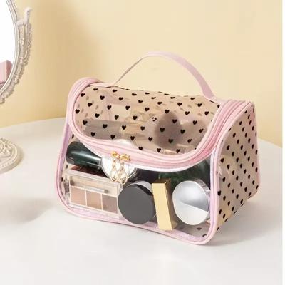 1 Stück Transparente Netz Kosmetiktasche Damen Make-up Tasche Doppelreißverschluss PVC Wasserdichte Make-up Tasche Toilette Waschtasche Groß Tragbar Handtasche