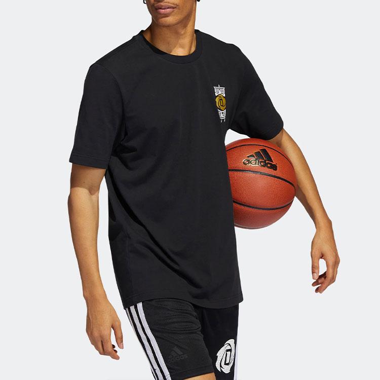 Adidas Rose 3 King Tee With Tactical Board Print Basketball Sports Short Sleeve T-Shirt Men Tops Black HI1490