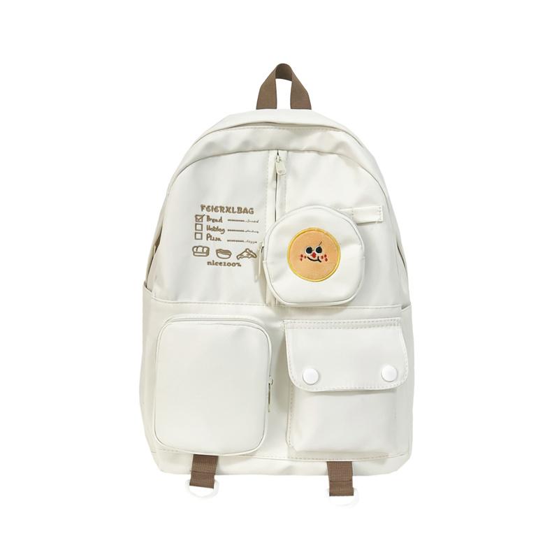 

Женская школьная сумка большой емкости, рюкзак для учащихся старших классов средней школы бежевый