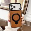 Invisable Bracket Magnetic Leather Case For iPhone 17 Pro Max 16 Plus 15 14 13 Shockproof Skin Feel Kickstand For Magsafe Cover