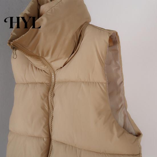 Cotton Waistcoat Winter Women Vest Coat Stand Collar Neck Protection Thickened Padded Zipper Closure Cold Weather Cardigan Sleeveless Solid
