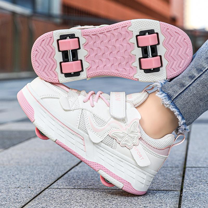 Scarpe per Bambini/Bambine Taglia 29-40 con Quattro Ruote Sportive Pattini a Rotelle Scarpe da Pattinaggio Rimovibili Scarpe da Pattinaggio a Rotelle Scarpe da Pattinaggio per Ragazza