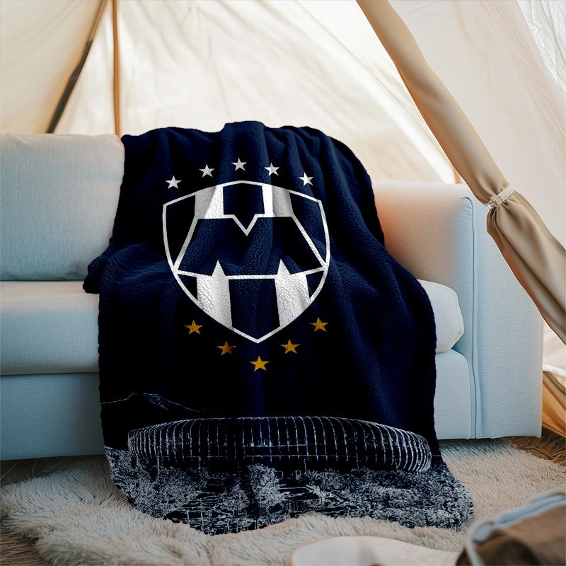 1PC Monter-rey Football Crest Art Printed Soft Flannel Blanket Throw for Adult Bedroom Living Room Sofa Camping Travel Fan gifts Christmas Gifts