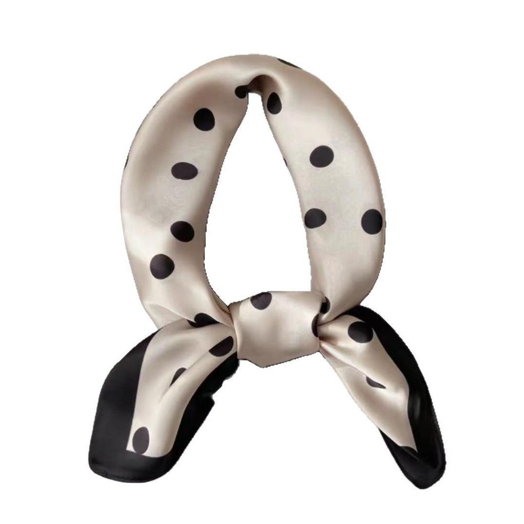 Retro Koreanischer Polka Dot Seiden-Haarknoten: Vielseitiger Damen-Dekorschal für Frühling und Herbst, 70×70 cm.