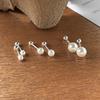 Sterling Pearl Screw Back Earrings Women Minimalist Sweet Delicate Ear Jewelry