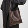 Leather Bucket Bag Large Capacity Cowhide Underarm Women's Fashionable Commuter Computer Handbag Retro Shoulder