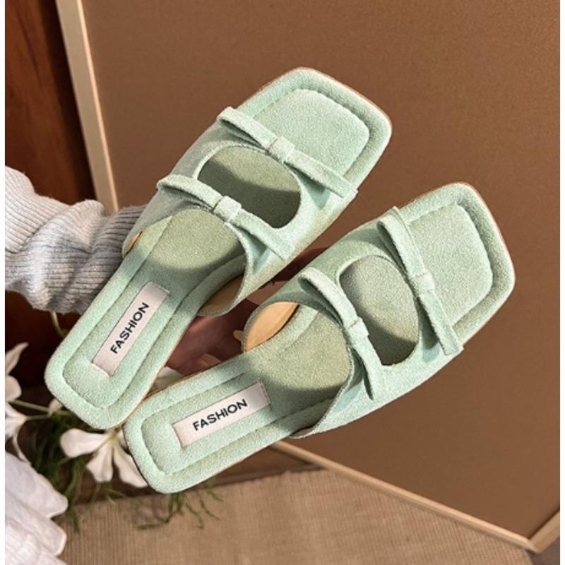 Fashion New Fashion Butterfly-Knot Ladies Flats Slippers Shoes Female Square Toe Summer Beach Slides Slippers Sandals Shoes for Women