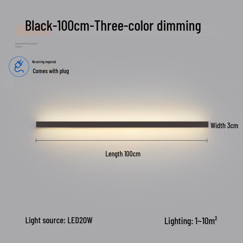 Minimalist Modern Long Strip Wall Lamp for Bedroom, Living Room, or Sofa Side