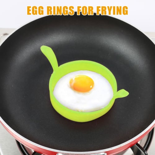 Krujecnt Silicone Egg Mold, Fried Egg Cooker Ring, Reusable Egg Shaper, Round Non-Stick Food-Grade Silicone Griddle Cooking Shaper for Breakfast Sandw