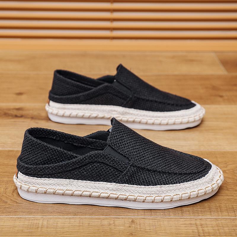 Summer men's shoes 2025 new one-pedal lazy casual cloth shoes trendy fisherman shoes men's two wear breathable canvas shoes