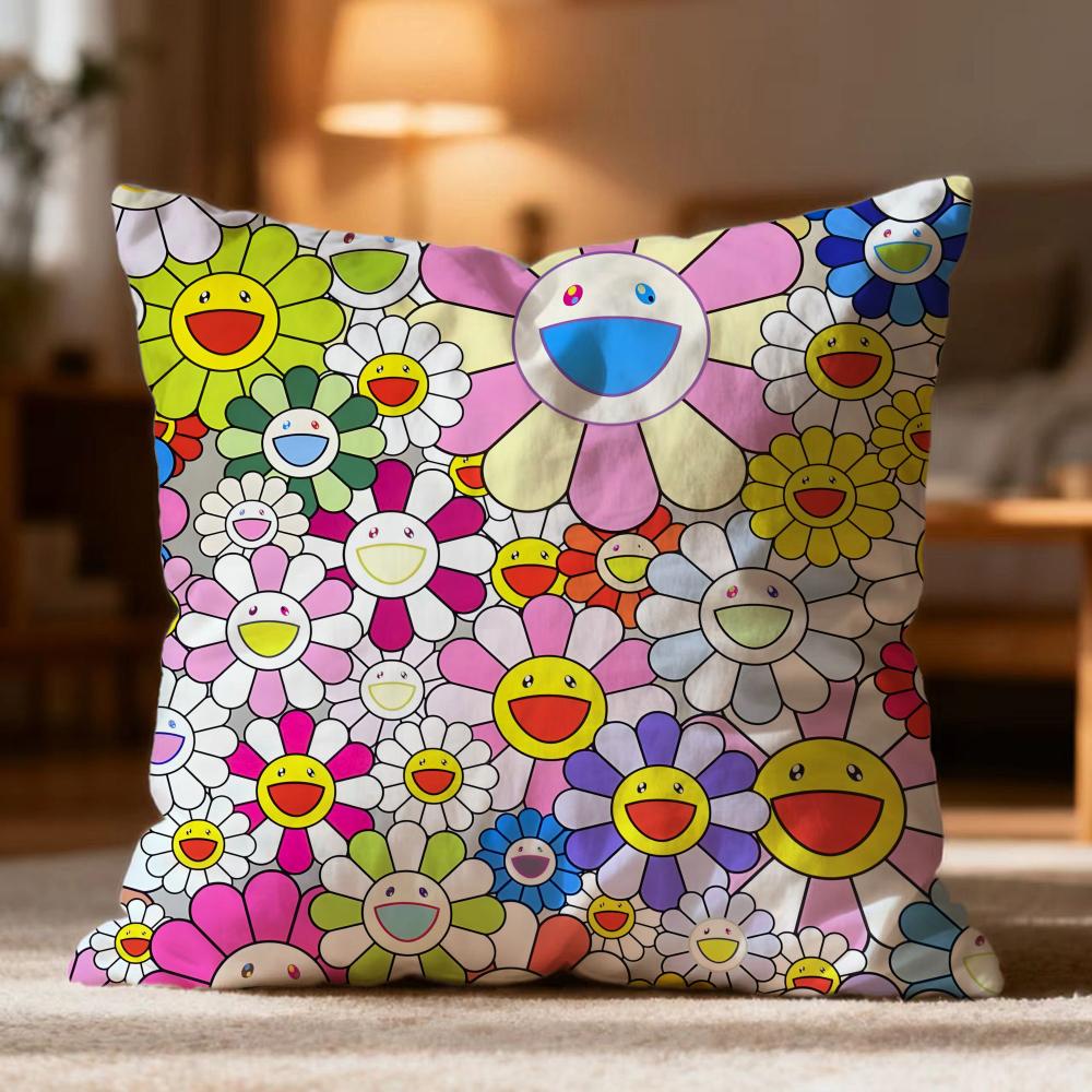 Hot T-Ttakashi Murakamiou Cushion Cover Soft Washable Pillow Case Multi-Scene For Couch Bed Travel Office Use