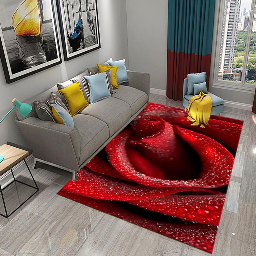 Multicolor Rose Flower Carpet for Lovers Bedroom Decor Rugs Living Room Carpet Kitchen Bedroom Door Entrance Non-slip Carpets