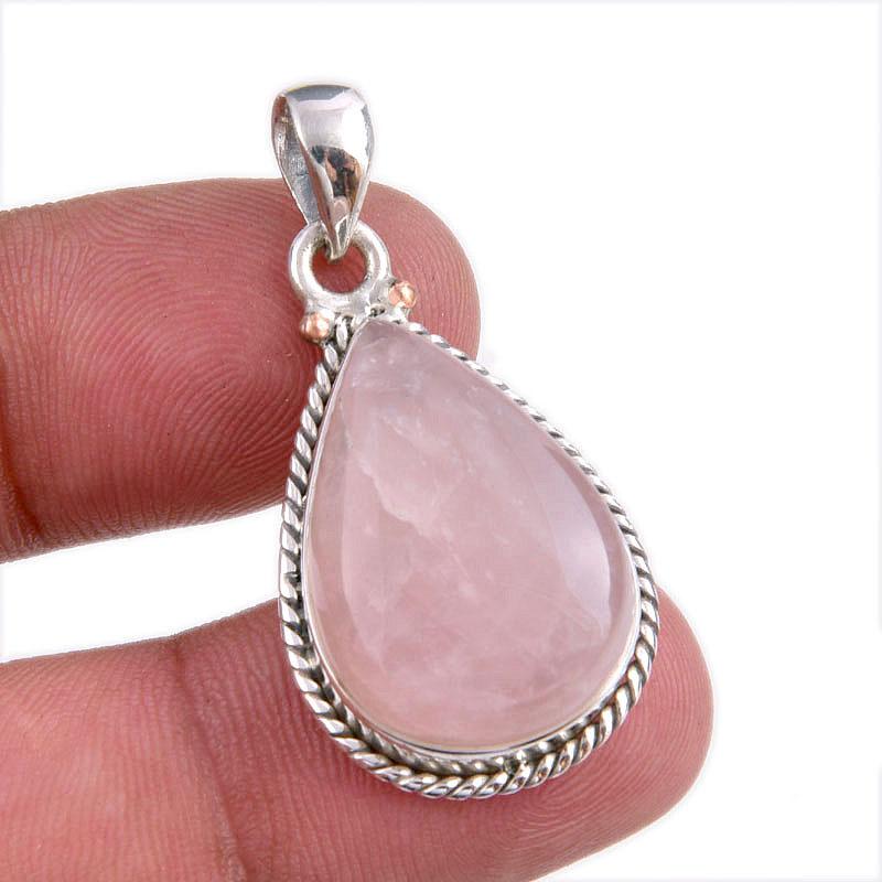 

Natural Rose Quartz Gemstone Handmade 925 Solid Silver Gift Pendant 1.50 d7e43