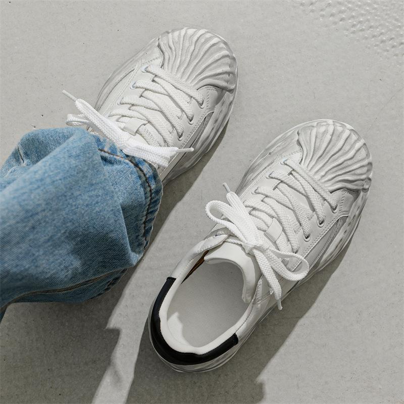 New shell head thick-soled CM inner height increase low-top casual board shoes dissolving shoes retro muffin bottom
