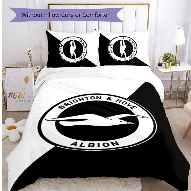 Set Lenzuola Stampato Brighton & Hove Albion Football 3 Pezzi, Set Copripiumino Confortevole e Delicato sulla Pelle per Camera da Letto