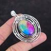 Rainbow Solar Quartz Druzy Pendant Natural Gemstone Pendant 925 Sterling Silver Pendant Decent Pendant Wedding Gifts Handmade Silver Jewelry