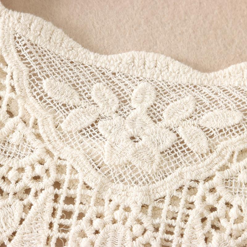 DIMANAF 2025 New Summer Basic Shirt Women Lace Blouse Short Tops Tees Casual Loose White Short  Tees