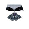 Y2K subculture, gothic style retro black moth, velvet necklace collar, Halloween necklace.