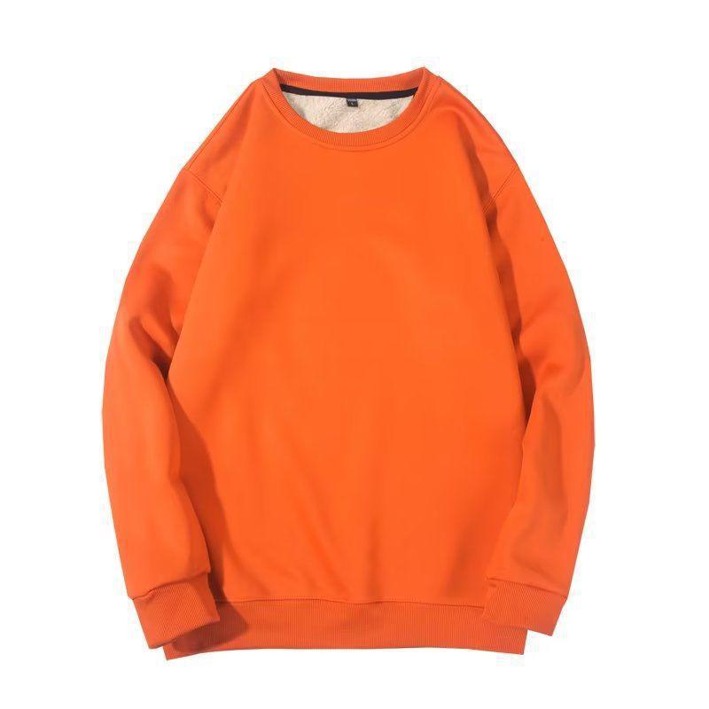Men's Velvet Thickened Lambswool Hoodie - Loose Fit, Long Sleeve, Solid Color Base Layer for Autumn and Winter.