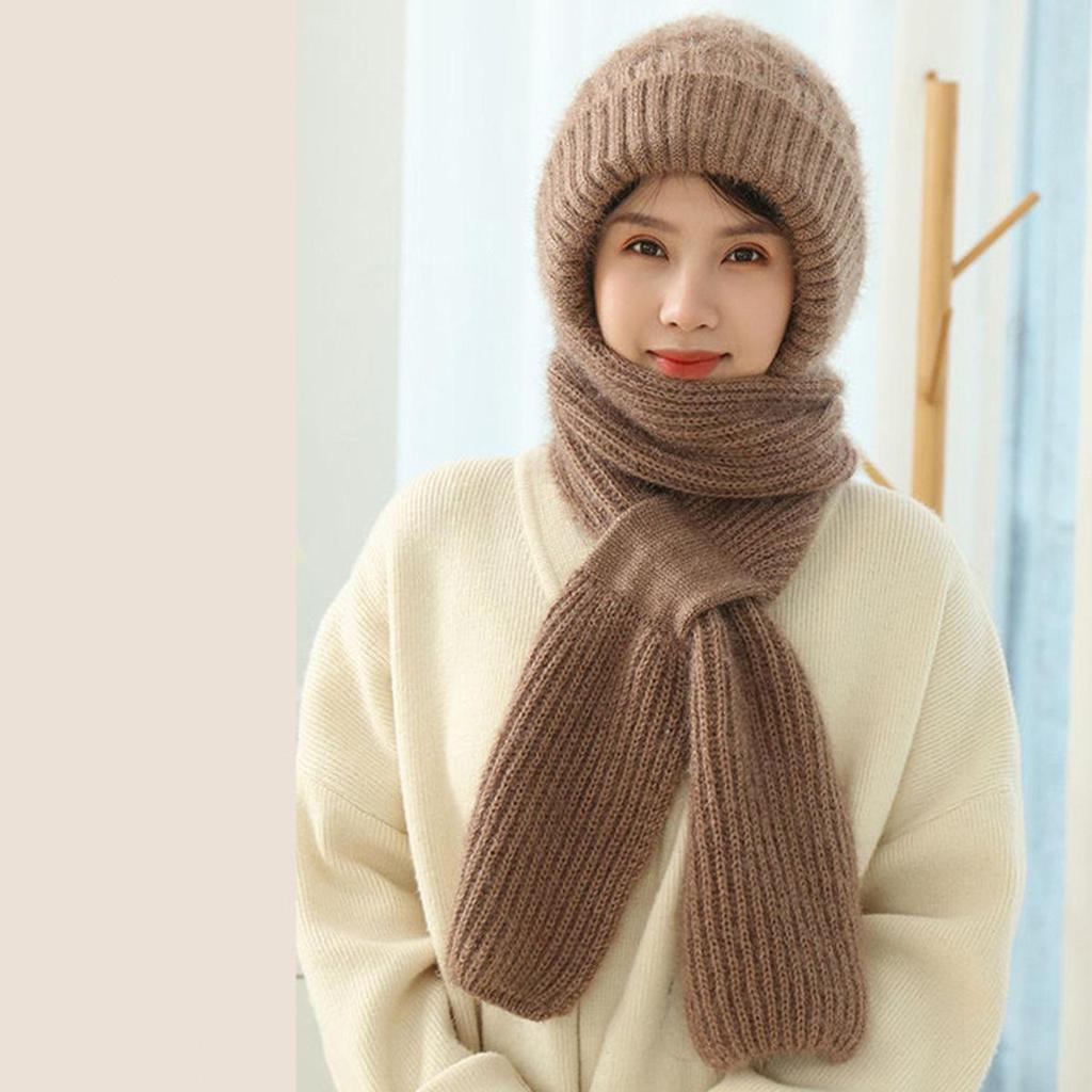 Handwoven Wool Squirrel Hat-Scarf Combo: Stylish, Warm, Outdoor Essential for Autumn & Winter