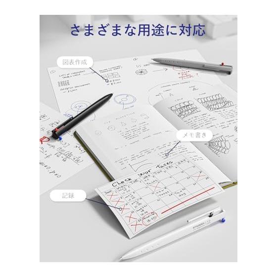 STAGEEK 3-Color Oil-Based Ballpoint Pens 1.0mm 3-Pack Black Blue Red Smooth Writing & Smudge-Resistant