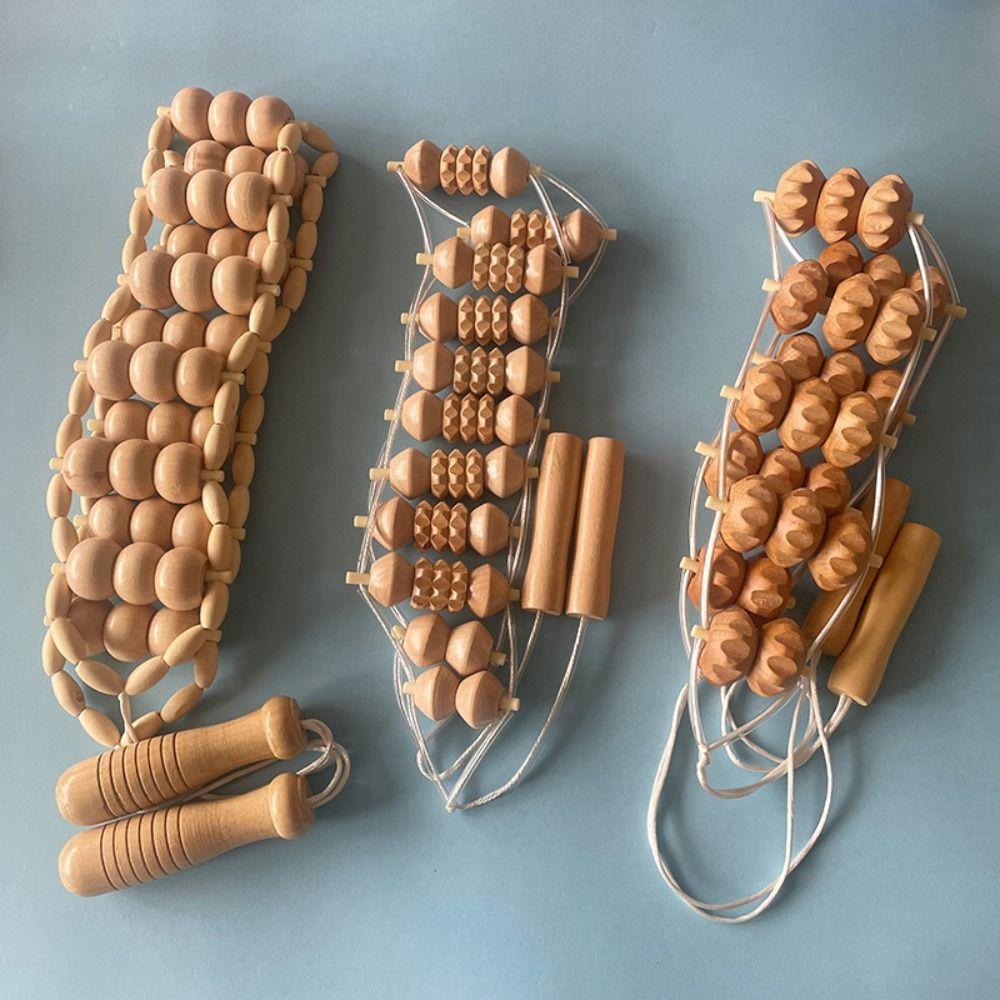 Wooden Massage Roller Rope Relaxation Anti Cellulite Muscle Roller Massager Eliminate Local Fat Slim Down Body Massage Tool Leg