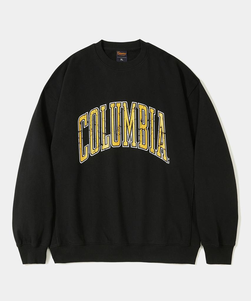 COLUMBIA UNIVERSITY Vtg Big Crack Heavy Terry Crew Neck_Black