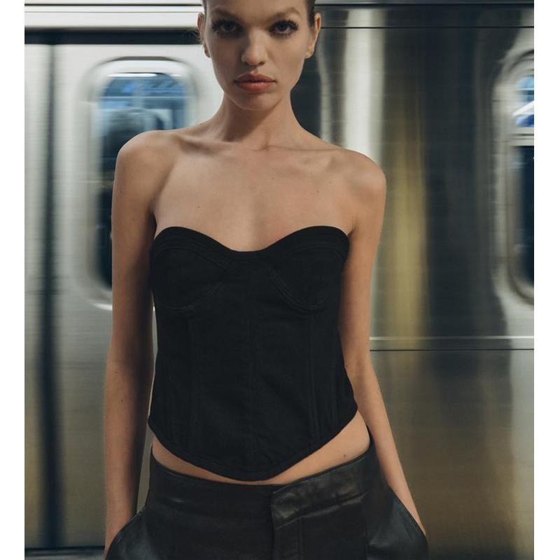 Fall and Winter New Women's Clothing Fashion Wind Easiest for Match Sleeveless Tube Top Corset Short Tops 9632269