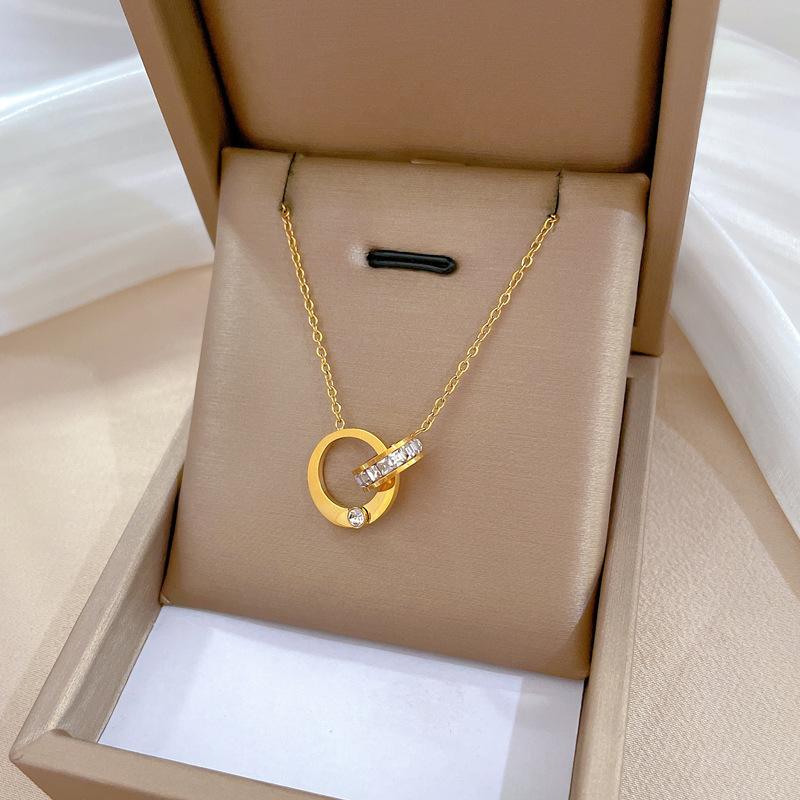Popular Element Personality Minimalist Wind Furnace Real Gold Necklace Female Collarbone Chain
