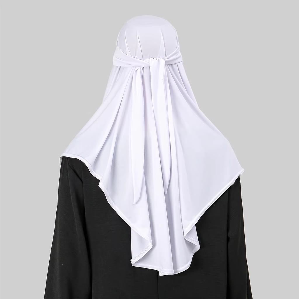 Hijab Muçulmano Instantâneo Grande Liso de Cobertura Total Mulheres Lenço Islâmico Malásia Turbante Lenço Árabe Khimar Envoltórios de Cabeça Pronto para Vestir