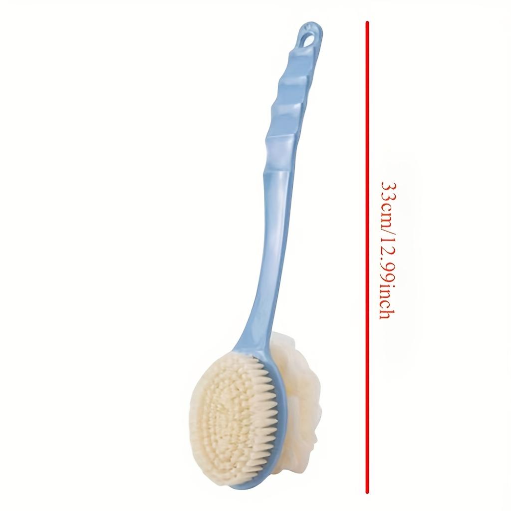 2-in-1 Dual-Sided Bath Brush with Soft Loofah for Back Scrubbing - Battery-Free, Oil-Free, Ergonomic Handle, Gentle Exfoliation for Healthy Skin