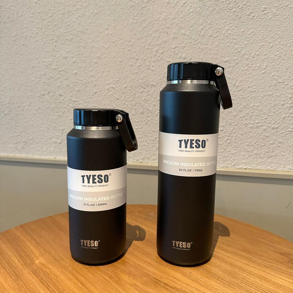 TYESO Vacuum Insulated Bottle Outdoor Sports Thermal Kettle Portable Handle 304 Stainless Steel Hot and Cold Drinking Water Cup