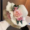 Summer three-dimensional handmade flower sun hat women's seaside beach vacation sweet sun hat outdoor big brim sun hat