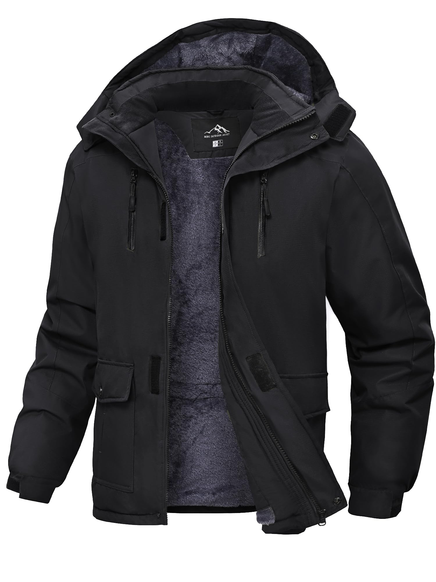 

Peakwell Mountain and with Detachable Perfect for and Outdoor Activities Men s Parka, Multifunctional, Fleece-Lined, Zippered, Windproof, чёрный