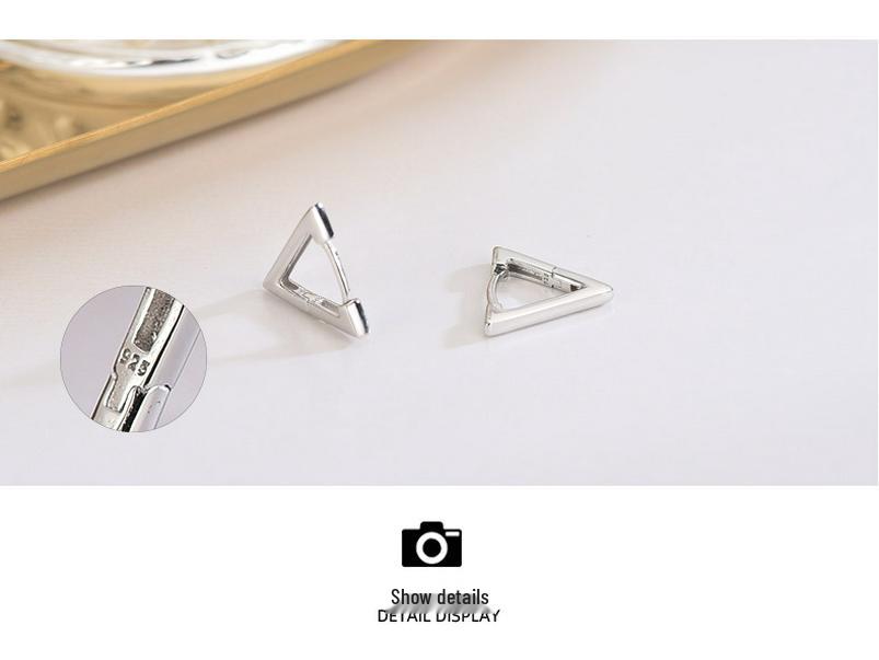 925 Sterlingsilber Einfache Dreieck-Ohrringe im japanisch-koreanischen Stil, kalte Ästhetik und Diamant-Persönlichkeitsakzent