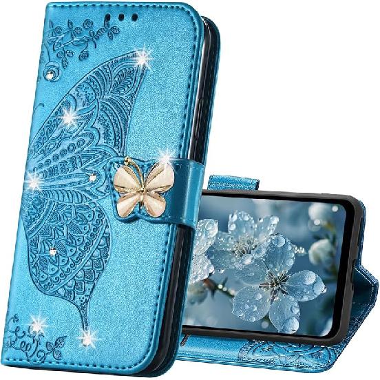 Für Galaxy S24 FE Handyhülle Brieftasche, Damen Flip Folio PU Leder Schutzhülle Handschlaufe Kartenfächer Halter Ständerhülle für Samsung Galaxy S24 FE