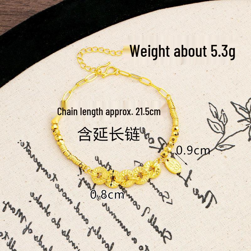 Ancient Five Emperor Coin Necklace & Diamond-Set Copper Earrings - Trendy, Long-Lasting Jewelry for Women