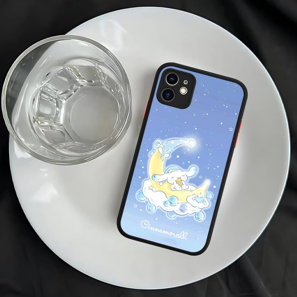 Caroon Cute C-Cinnamorolls Matte Transparent Phone Cover For iPhone Case 16 15 14 13 12 11 Pro Max X XS Max Plus