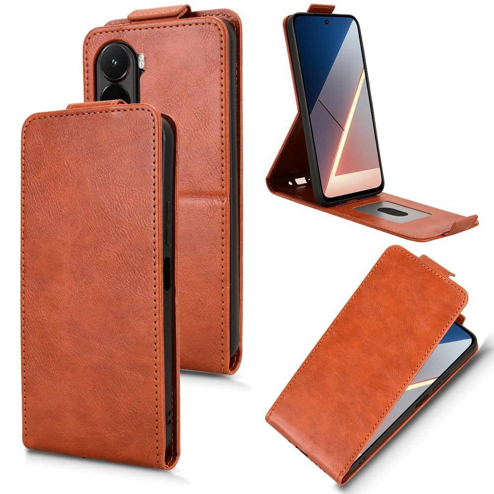 Für Xiaomi Poco M7 4G (EU) (171 mm) Ständerhülle Magnetverschluss Vertikal aufklappbar Leder Handyhülle mit Kartenhalter