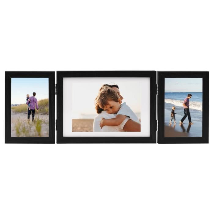 VidaXL Foldable Photo Frame Black 22x15 Cm+2x(10x15cm)