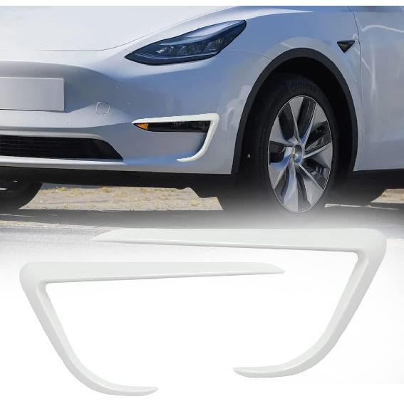 for Tesla Model Y Front Fog Light Trim Cover Fog Lamp Frame Blade Trim Eyebrow Spoiler for Tesla Model Y 2019 2020 2021 2022 2023 2024 (Black) белый