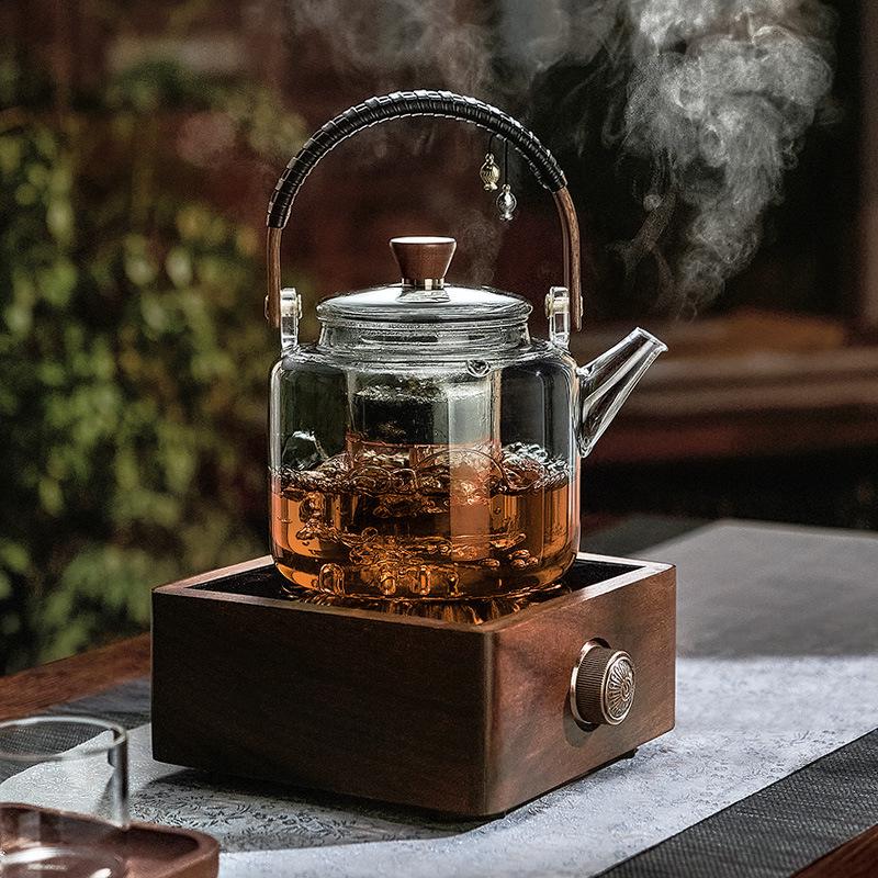 High-Temperature Resistant Glass Tea Kettle with Handle, Compatible with Induction Cookers for Brewing and Boiling Water