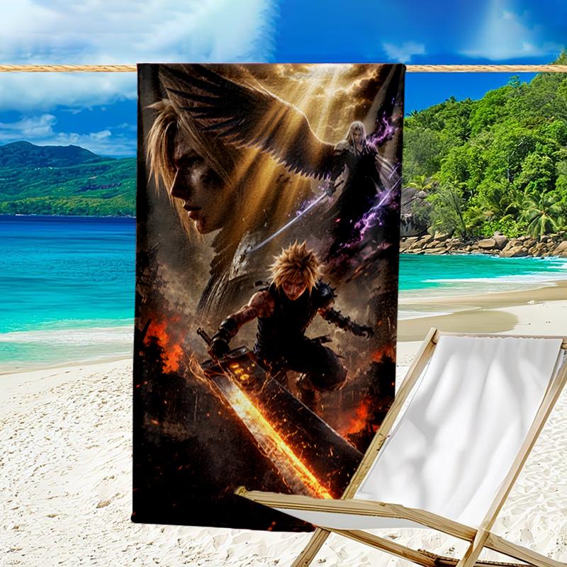 Cloud's Fantasy Journey Game Beach Towel - Soft, Absorbent Microfiber, Lightweight, Ideal for The Beach, Parties, Travel, Camping fan gifts