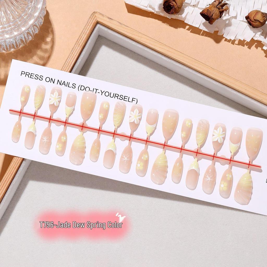 Dewdrop Spring Almond Nude 3D Water Drop Gradient Flower Nail Stickers